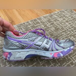 Asics Gel Kayano 18 size 8.5 womens - pink/grey/purple- Gently Used!